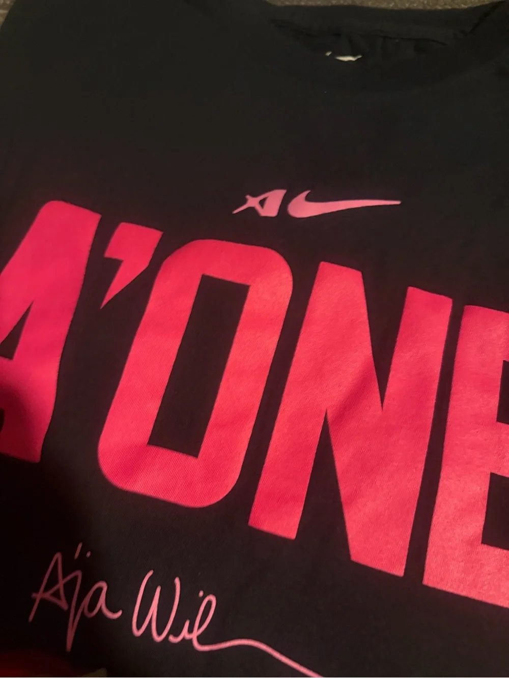 Nike a’ja Wilson xl Black Tee with White Logo Las Vegas aces wnba